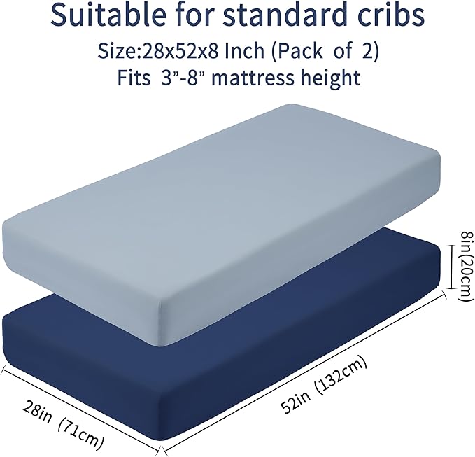 Baby Crib Sheets for Boys Girls, 2 Pack Fitted Crib Sheet for Standard Crib and - Image 4