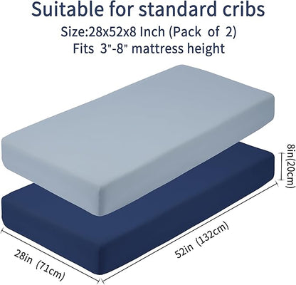 Baby Crib Sheets for Boys Girls, 2 Pack Fitted Crib Sheet for Standard Crib and - Image 4