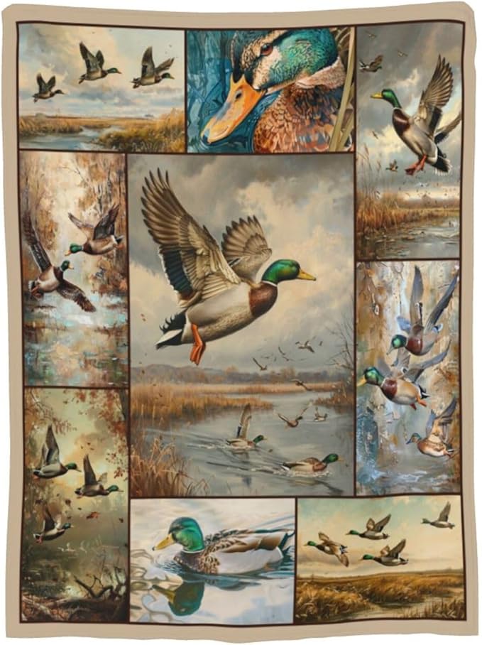 Wild Duck Blanket Mallard Ducks Throw Blanket Wildlife Flannel Stuff Merch Cozy - Image 9