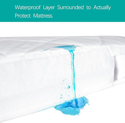 Zippered Mini Crib Mattress Protector, Waterproof Playard Mattress Encasement - Image 4