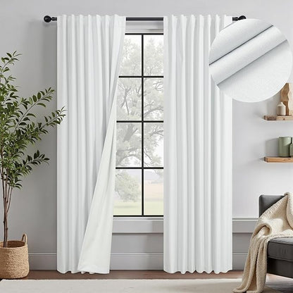 White Living Room Darkening Curtains 72 Inches Long 6 ft Length 2 Panel Cute by DANCURTON