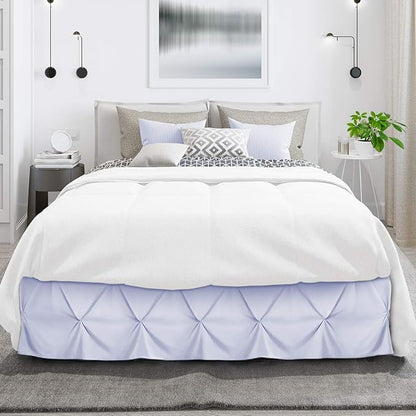 Nestl Ice Blue Bed Skirt Queen Size, Pinch Pleat Queen Bed Skirt, Hotel Quality - Image 2