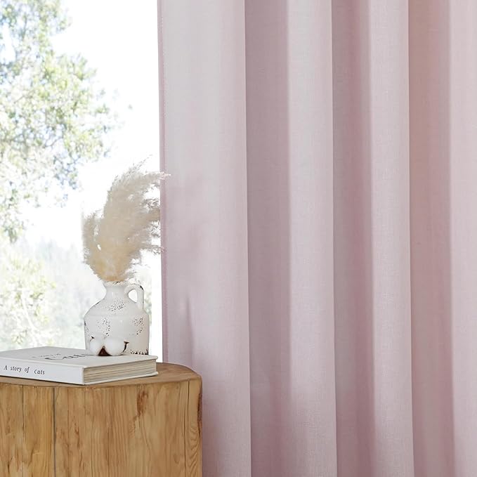 NICETOWN Blush Pink Linen Curtains - Image 4