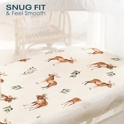 GRSSDER Ultra Soft Bassinet Sheets 2 Pack, Stretchy Breathable Knit Bassinet - Image 2