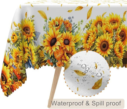 54x78in Sunflower Yellow Floral Tablecloth - Image 2
