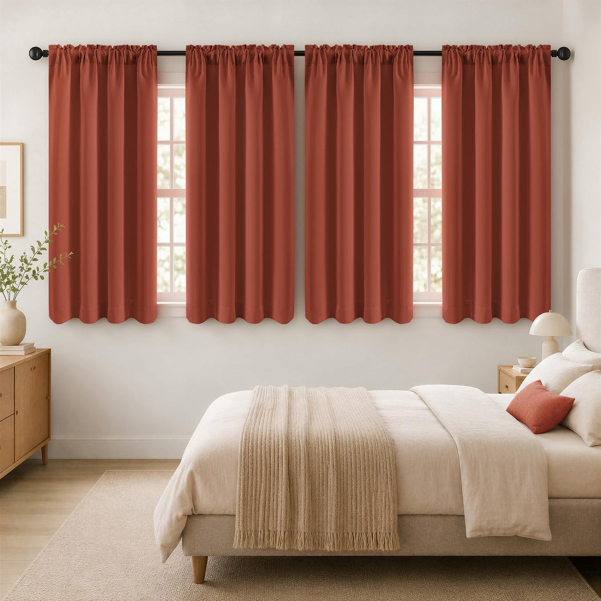 miulee fall decor terracotta blackout bedroom curtains 63", main product view