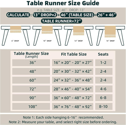 FEXIA Boho Table Runner for Home Decor with Tassels 72 Inches Farmhouse Long Pottery Barn Furniture Rustic Macrame Burlap Table Decoration for Living Room Bridal Shower (12x72 Inches)