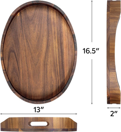 housejoy wood serving tray with handle,ottoman tray with shown in use