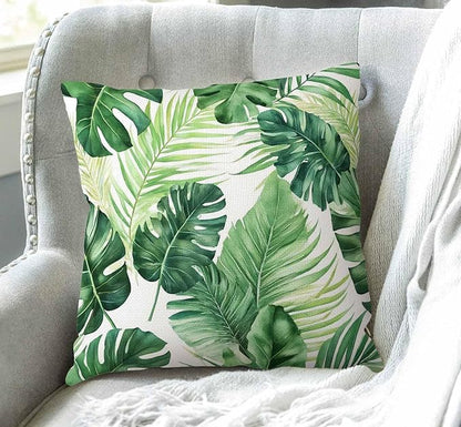 Swono Tropical Palm Leaves Throw Pillow Cover Green Tropical Palm & Fern Leaves - Image 3