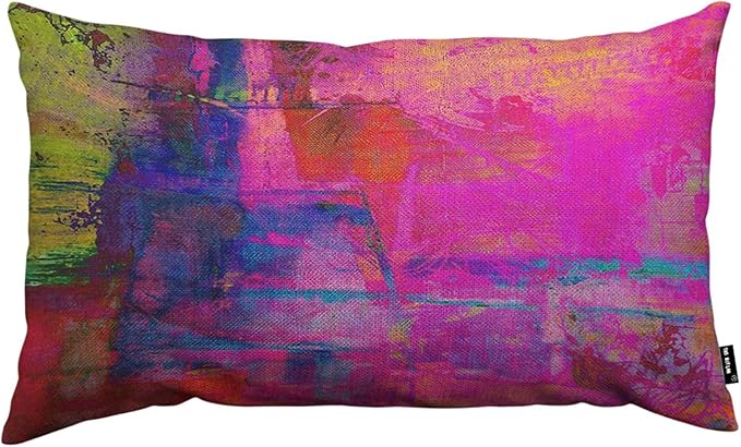 TKS MITLAN Art Abstract Pillow Cover 12x20 inch Bright Fuchsia Magenta Pink Red by TKS+MITLAN
