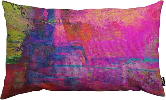 TKS MITLAN Art Abstract Pillow Cover 12x20 inch Bright Fuchsia Magenta Pink Red by TKS+MITLAN