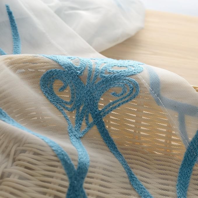 Melodieux Wheat Embroidery Sheer Curtain Extra Wide - Image 4