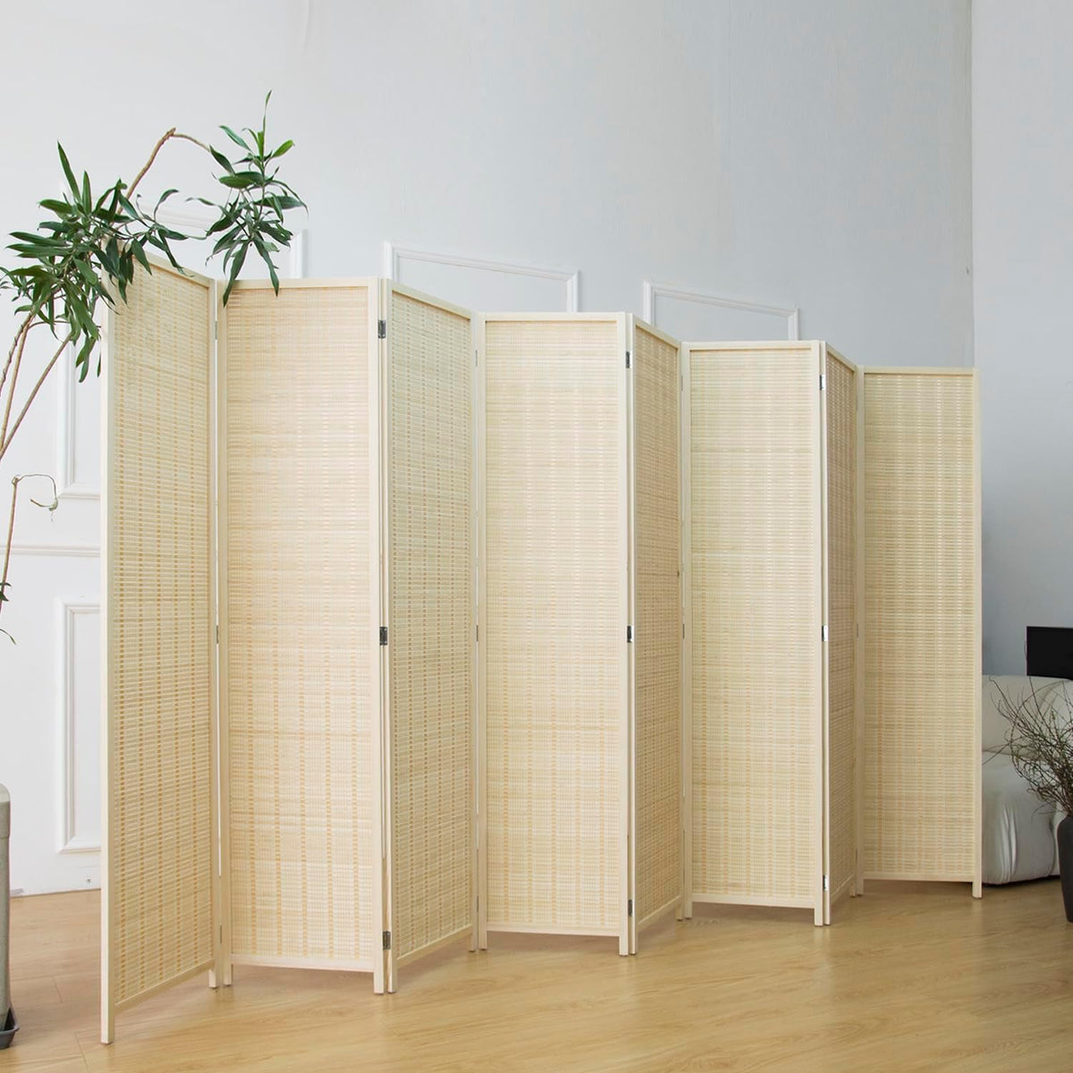 furnnylane 8 panel bamboo room divider - 5.6, side view
