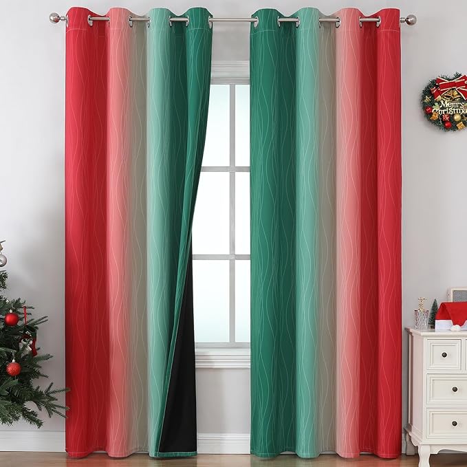 Estelar Textiler Red and Green Ombre Blackout Curtains by ESTELARTEXTILER