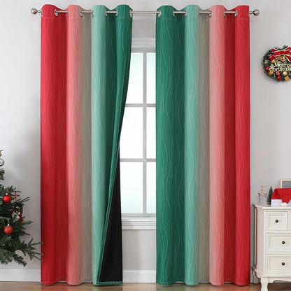Estelar Textiler Red and Green Ombre Blackout Curtains by ESTELARTEXTILER