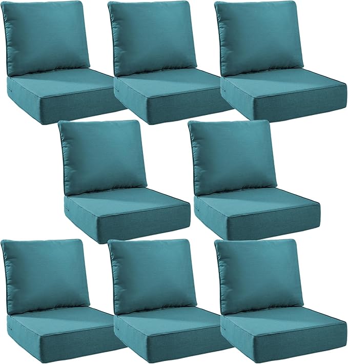 6" Thick Outdoor Cushions 24x24x6, 8-Set Deep Seat Patio Cushions by Pugire