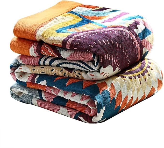 MSGKV Boho Throw Blanket for Bed Couch, 100% Cotton Throw Blankets 80''x 90'' by MSGKVHomeTextiles