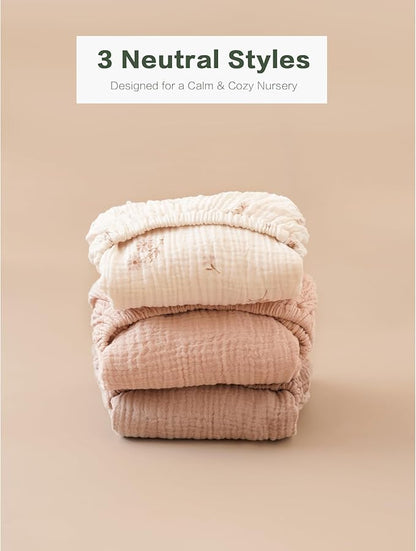Muslin Bedside Sleeper Bassinet Fitted Sheets, 3 Pack Cotton Baby Sheet - Image 7