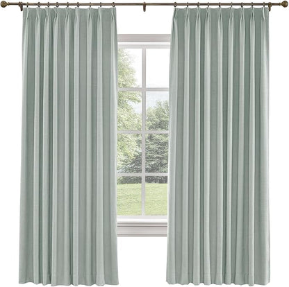 TWOPAGES 26 W x 96 L inch Pinch Pleated Curtain Room Darkening Linen Drapery by TWOPAGES