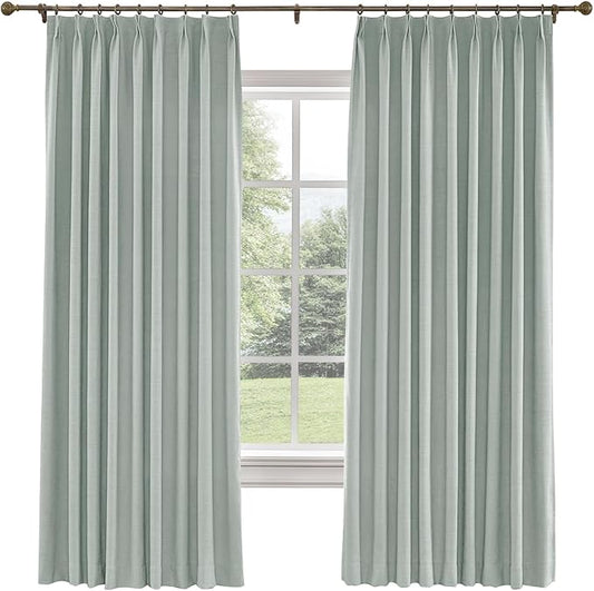 TWOPAGES 72 W x 84 L inch Pinch Pleated Curtain Room Darkening Linen Drapery by TWOPAGES