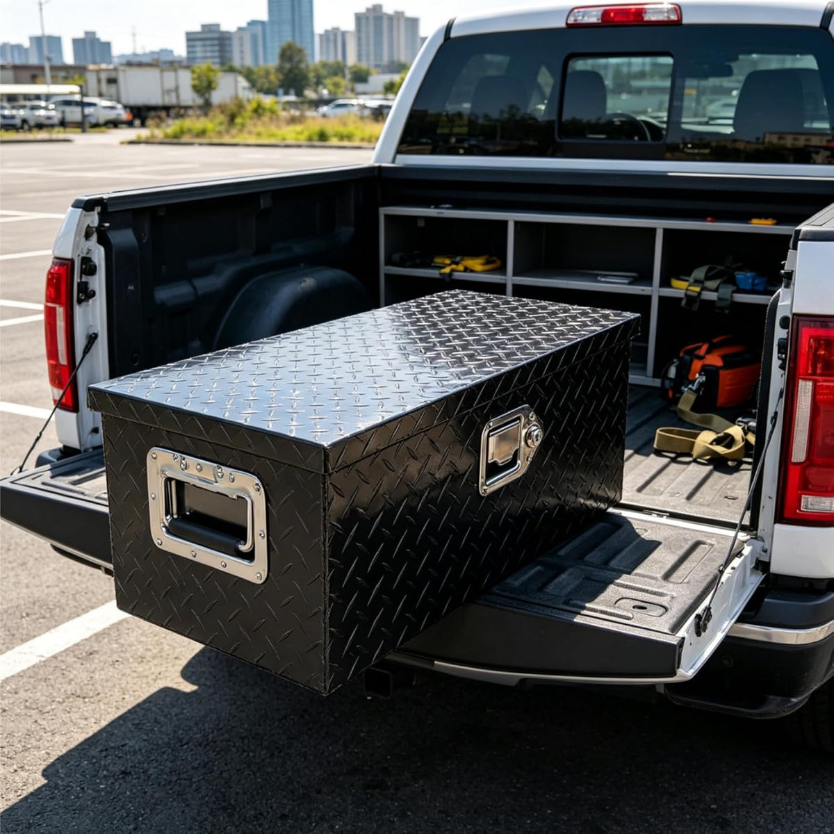 munirater 20 inch aluminum tool box storage truck shown in use