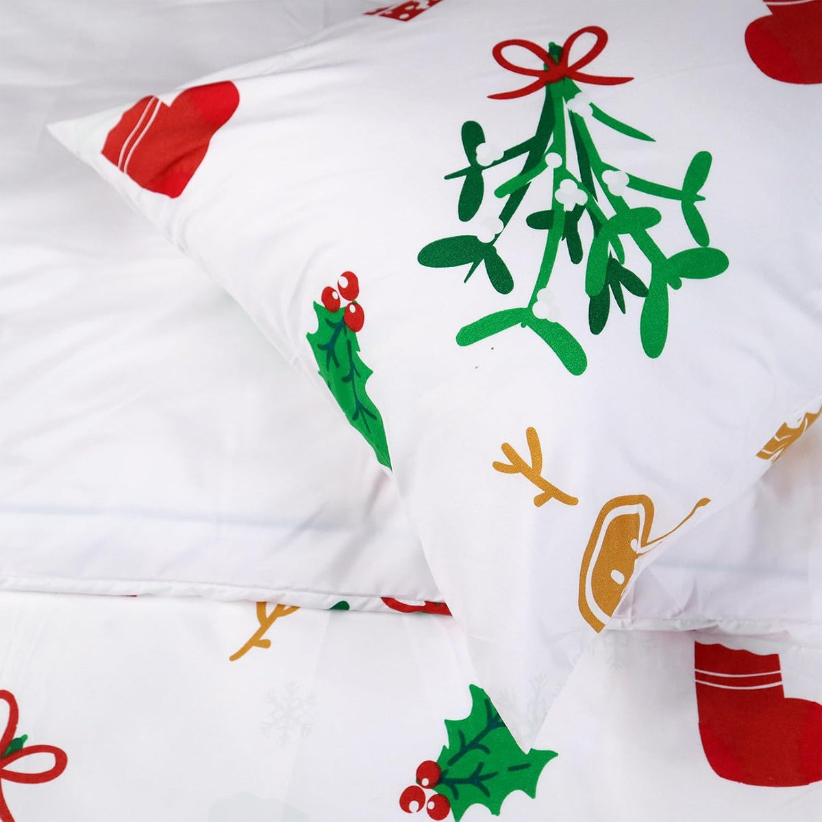 hitime 100% polyester printed christmas duvet cover set, close-up detail
