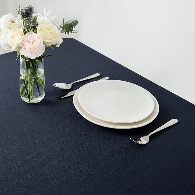 maxmill Square Tablecloth Slubby Texture Stain Resistant Waterproof Wrinkle - Image 3
