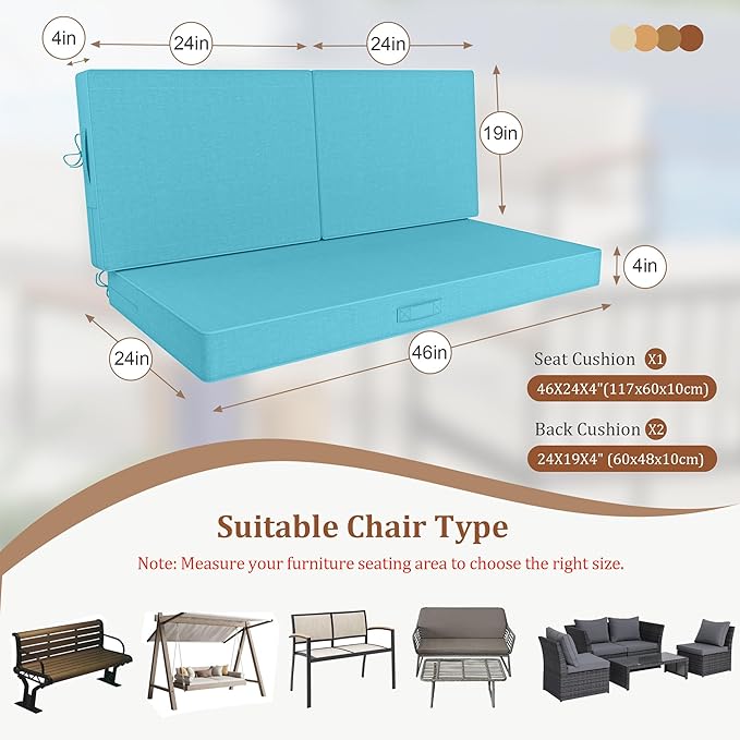 Outdoor Loveseat Cushions, 46x24 Outdoor Chair Cushions - Image 3