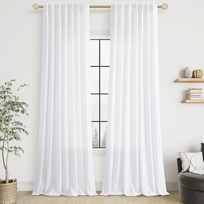 White Linen Curtains 102 Inches Long - Image 7