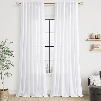 White Linen Curtains 102 Inches Long - Image 7