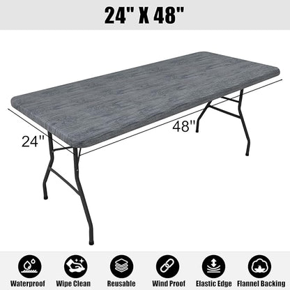 Smiry Rectangle Picnic Tablecloth, Waterproof Elastic Fitted Table Covers - Image 7