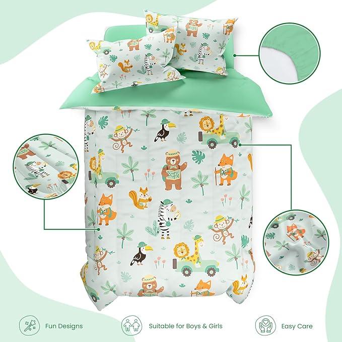 SANDJEST Jungle Animal Comforter Set Full Size 98x86in - Image 2
