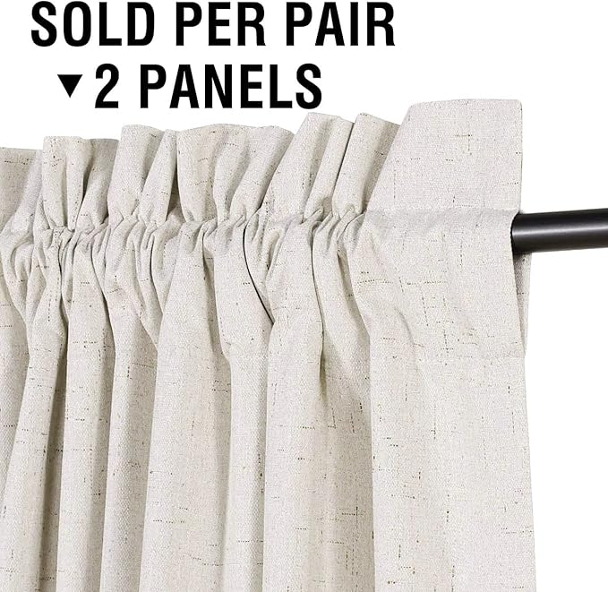 H.VERSAILTEX Linen Look 100% Blackout Curtains 84 Inches Long - Image 2