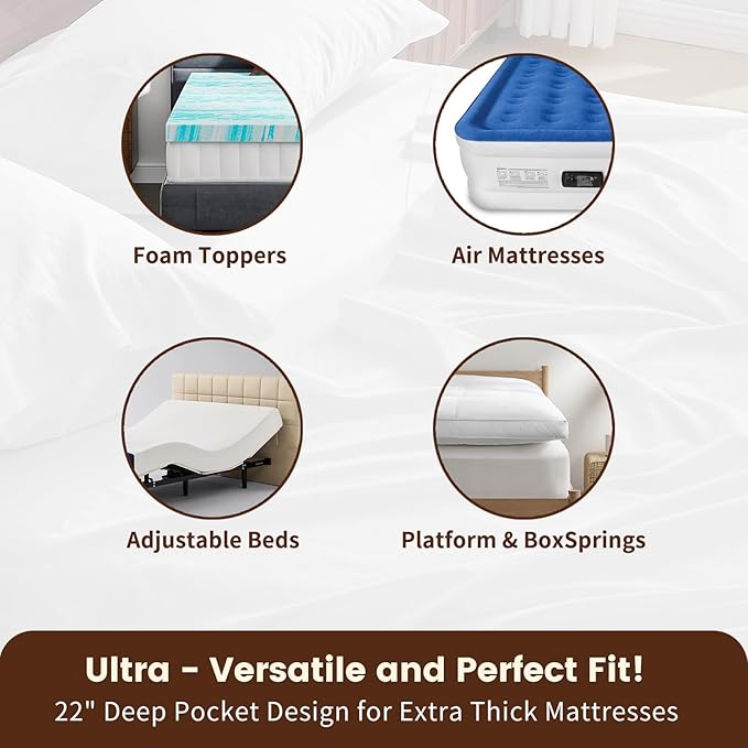 100% Linen Sheet Set Cal King Size Extra Deep Pocket Fits 18-24 Inch Mattress - Image 3