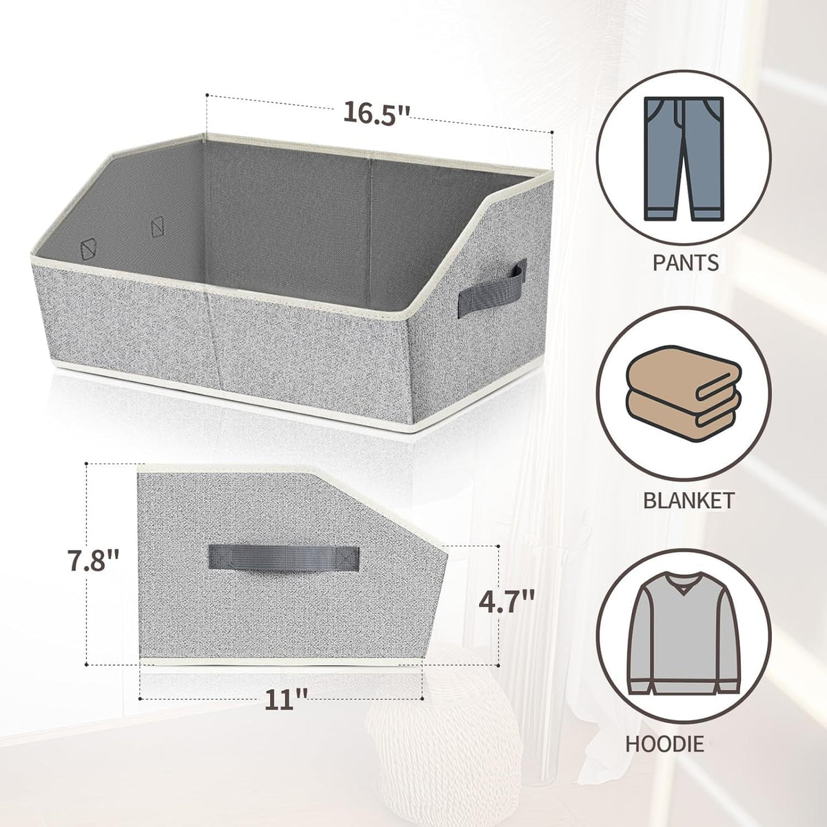 homsorout closet organizers bins 6 packs - large, front angle view