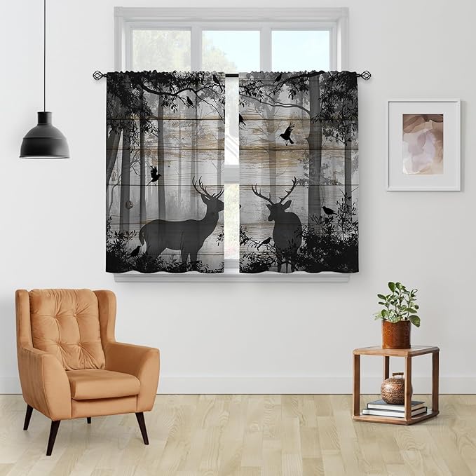 Aimego Deer Forest Kitchen Curtains - Image 2