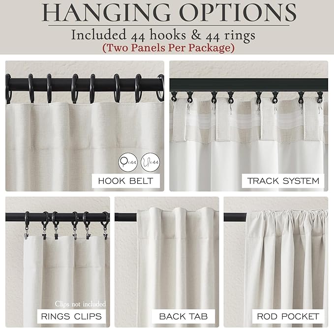Birch Blackout Curtains 60 Inches Extra Wide Cute Linen 84 Inch Length - Image 3
