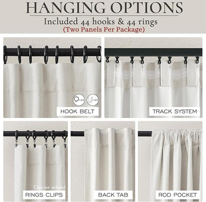 Birch Blackout Curtains 60 Inches Extra Wide Cute Linen 84 Inch Length - Image 3