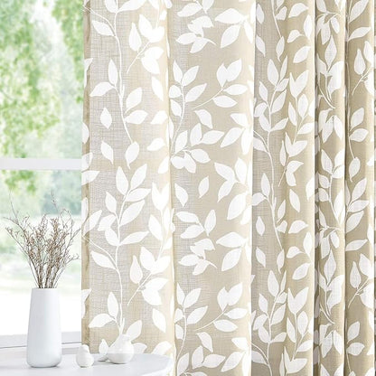 Treatmentex Leaf Print Semi Sheer Curtains of Textile - Image 2