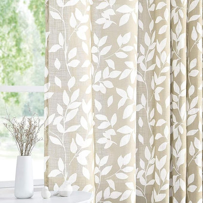 Treatmentex Print Semi Sheer Leaf Curtains by Treatmentex