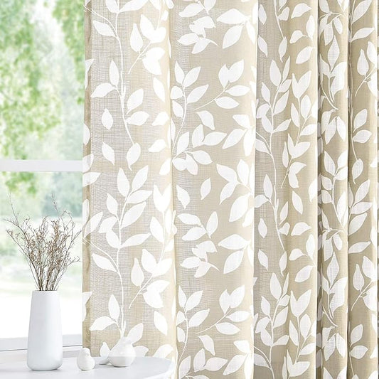 Treatmentex Print Semi Sheer Leaf Curtains by Treatmentex
