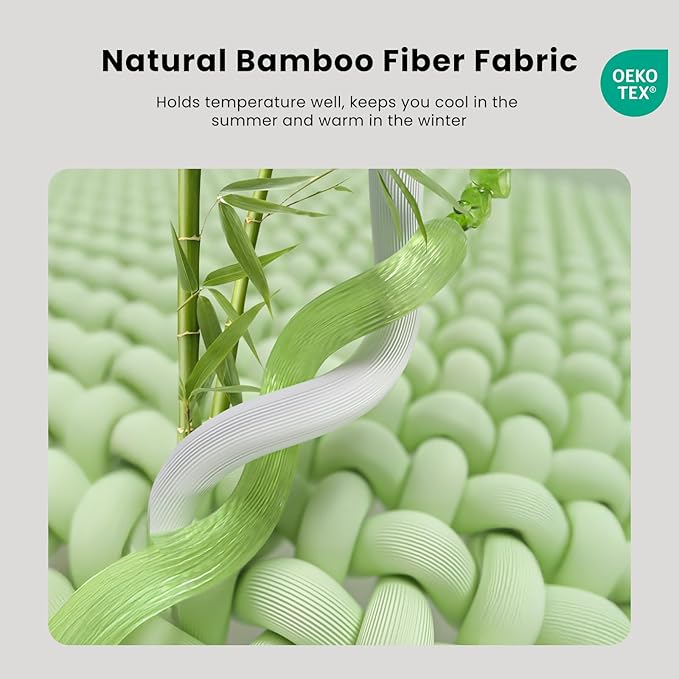 Bamboo Mattress Topper Queen Size 2 Inch, Cooling Gel & Bamboo Charcoal Memory - Image 4