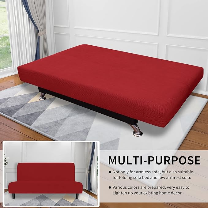 Easy-Going Stretch Futon Slipcover Armless Futon Bed Cover Furniture Protector - Image 4