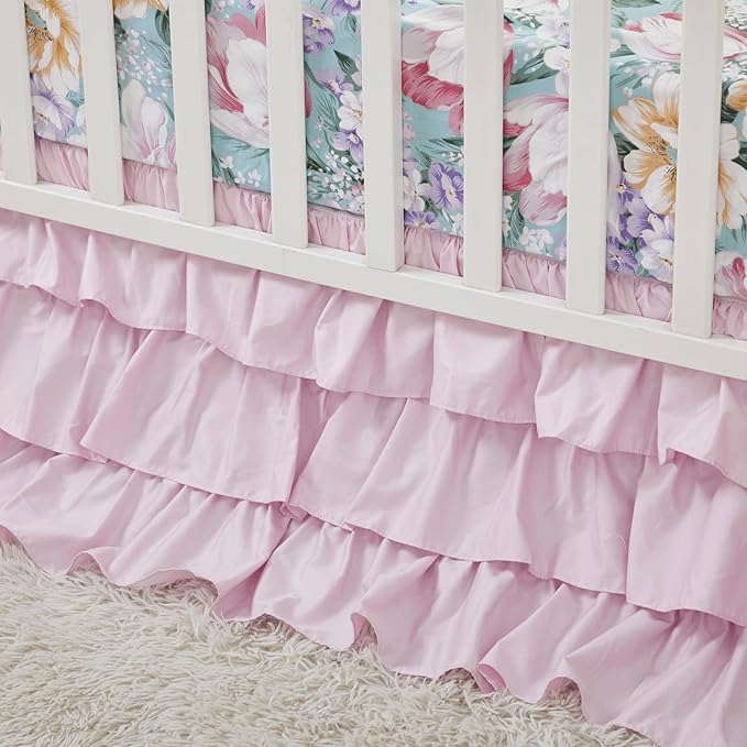 Brandream Crib Bed Skirt Dust Ruffle Triple Layer 100% Egyptian Cotton Sateen by Brandream