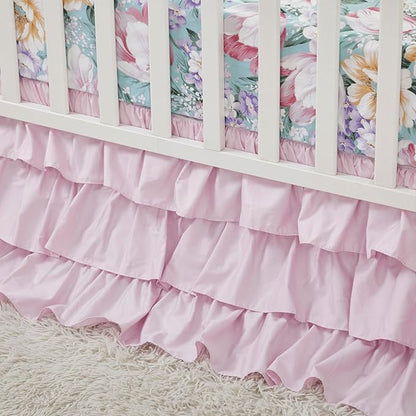 Brandream Crib Bed Skirt Dust Ruffle Triple Layer 100% Egyptian Cotton Sateen by Brandream