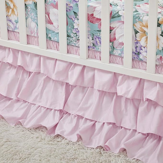 Brandream Crib Bed Skirt Dust Ruffle Triple Layer 100% Egyptian Cotton Sateen by Brandream