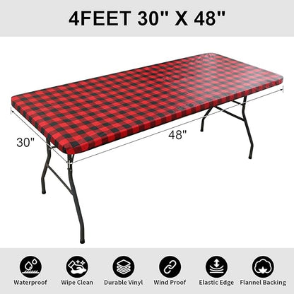 Smiry Rectangle Picnic Table Cloth, Elastic Waterproof Fitted Vinyl Tablecloths - Image 7