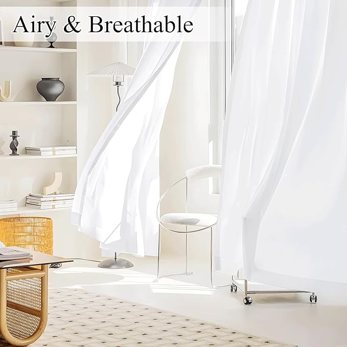 NICETOWN 2 Panels Non-See-Through Privacy Sheer Curtains 102 Inches Long - Image 7