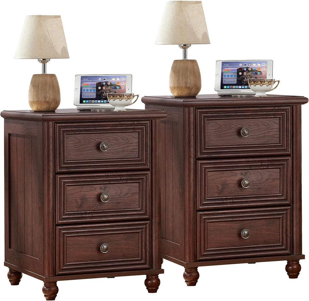 RWYHG 18" Night Stand Set 2, Nightstand with 3 Drawers