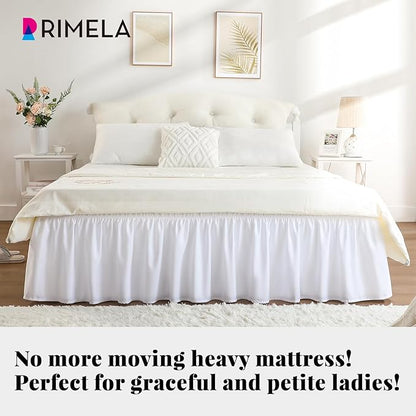 RIMELA White Bed Skirt Queen Size 15 Inch Drop, Elastic Bed Skirting - Image 2